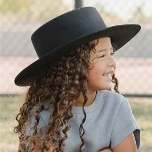 Stylish Black Kids Hat Dahlia black boater hat for kids